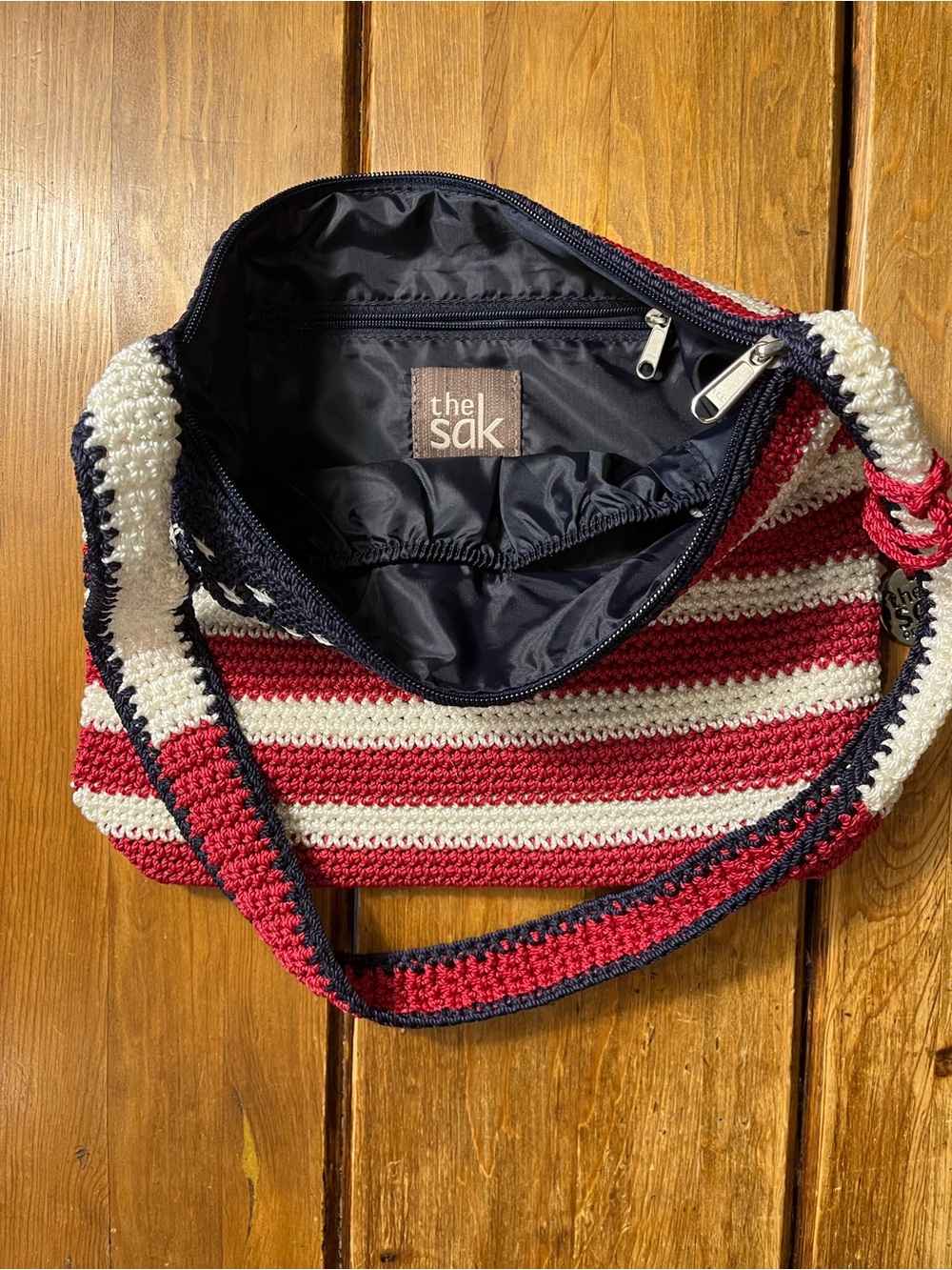 The Sak Crochet American Flag Crossbody Bag in Red, White & Blue - Picture 5 of 5